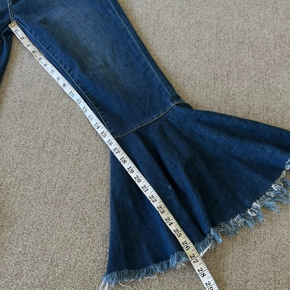 Articles of Society Suzie Lucia Bohemian Step Crop Flare Blue Denim Jeans - Picture 15 of 16